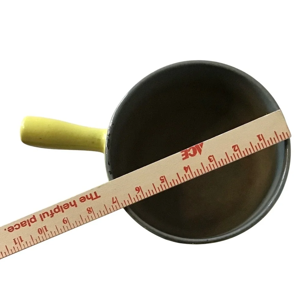Vintage Yellow Enamel Cast Iron Saucepan Small Pot Mid‎ Century Modern 6.5 Inch